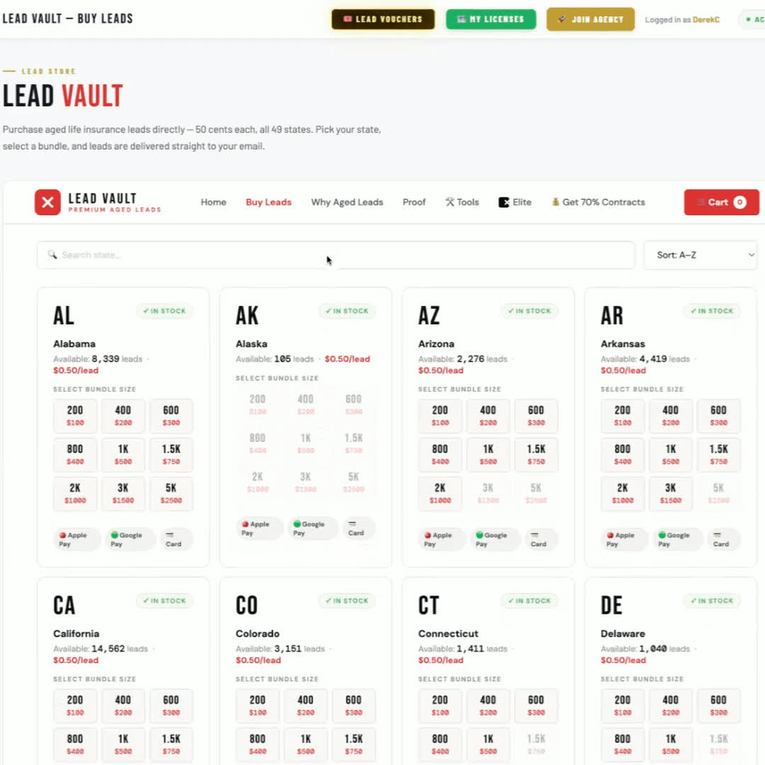 Final Expense Elite Lead Vault screen